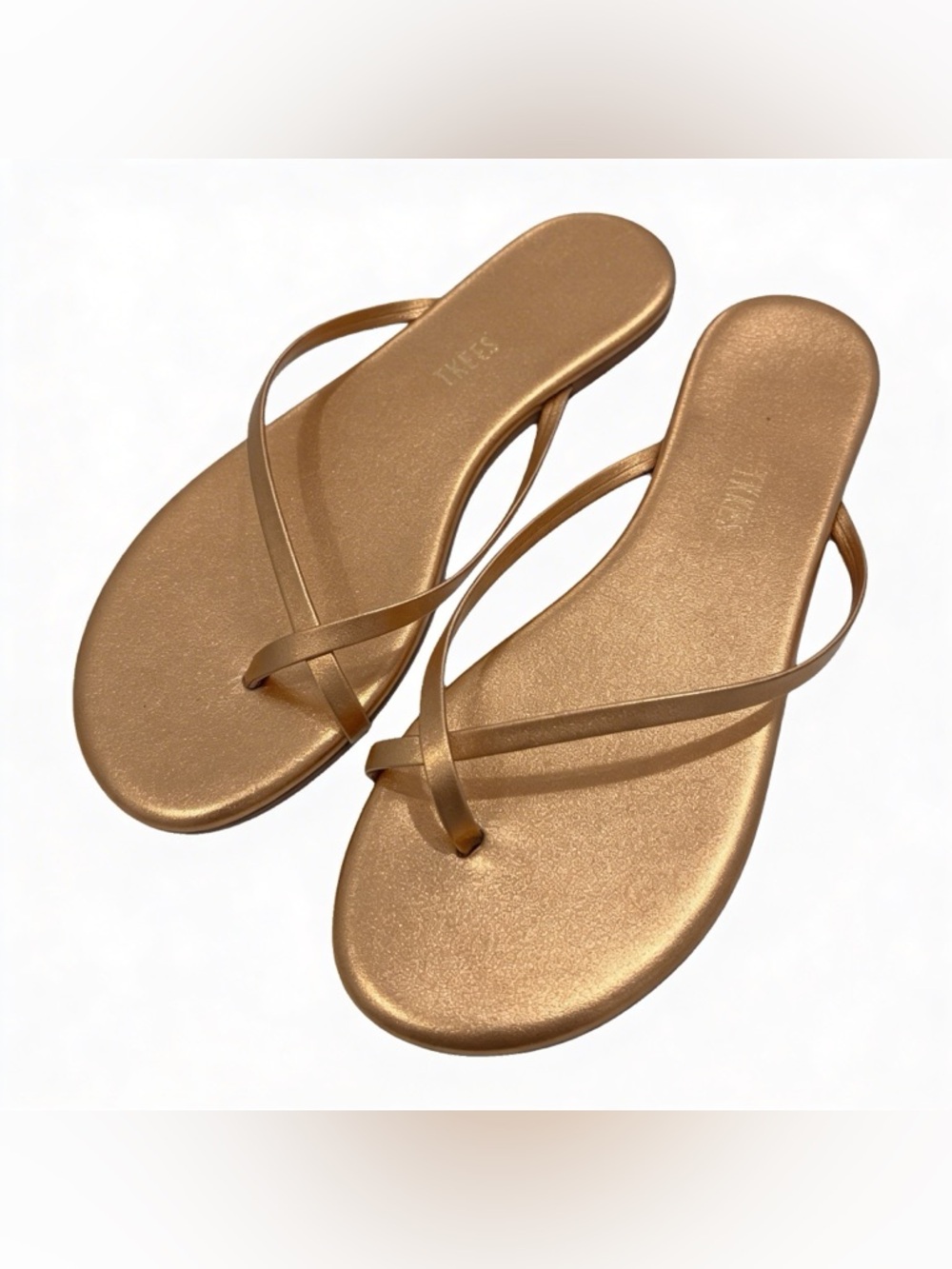 TKEES Shimmer Bronze Strappy Flip Sandals